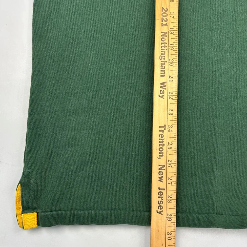 Polo Ralph Lauren Mens Big Pony Rugby Shirt Green Yellow Long Sleeve Size L